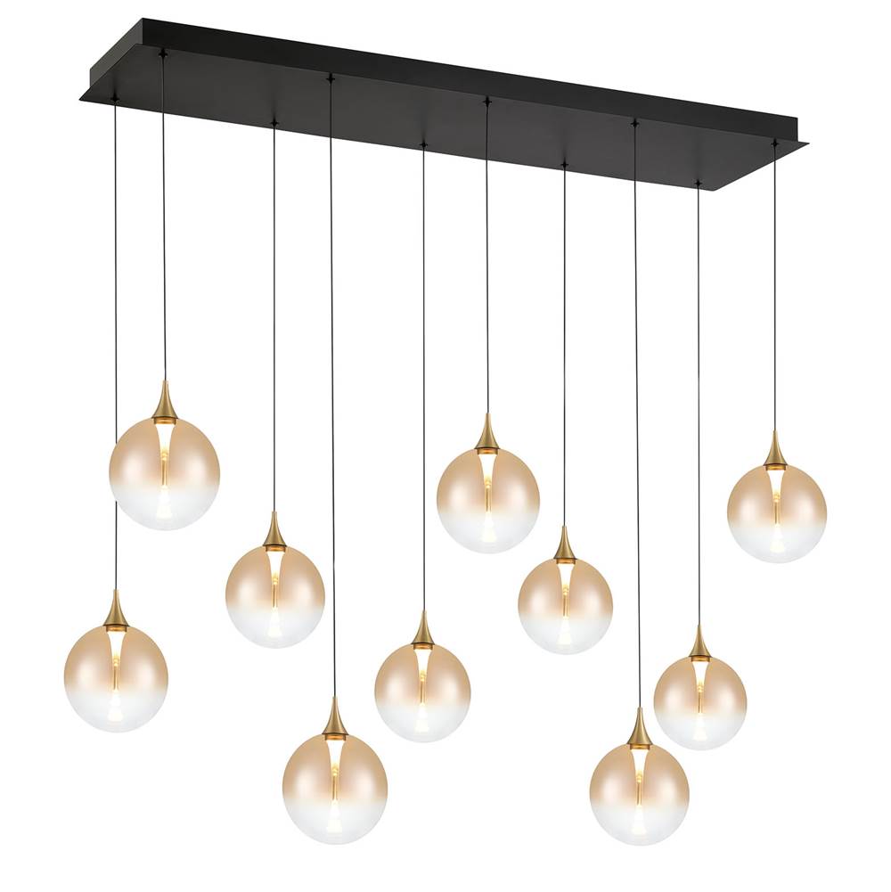 Eurofase 48932-035 Gold Iissa, Chandelier, 10-light, 47'', Gold, Amber Glass Image 1