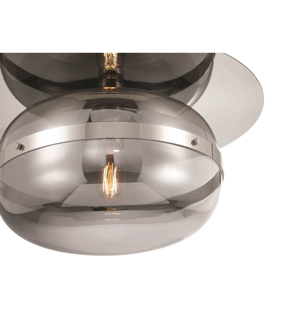Eurofase 37087-021 Polished Nickel Nottingham, Flush Mount, 14'', Polished Nickel, Smoked Glass Image 1