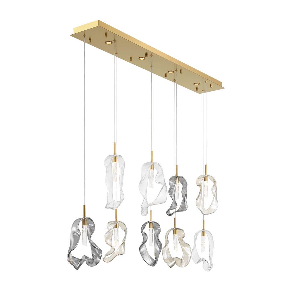 Eurofase 49239-010 Gold Norah, Chandelier, 9-light, 51'', Gold, Mixed Glass Image 8