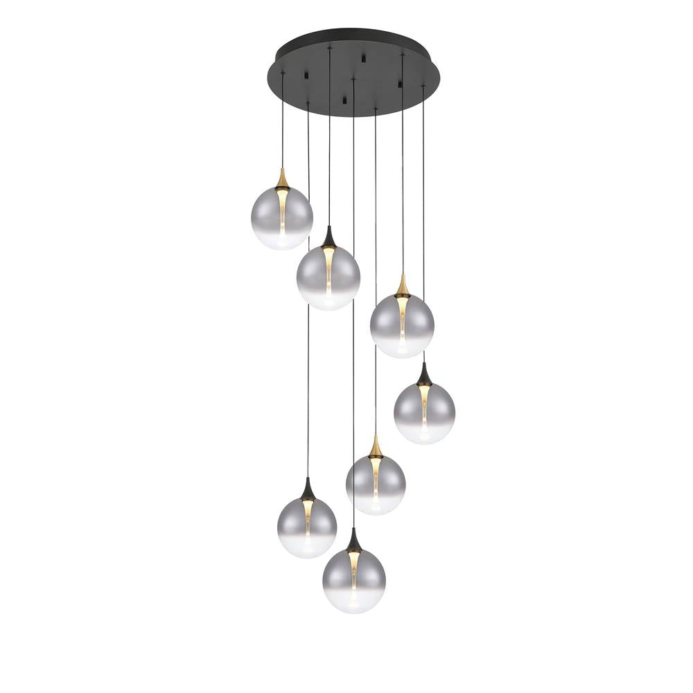 Eurofase 48930-024 Gold Black Mix Iissa, Chandelier, 7-light, 21'', Gold-black Mix, Smoked Glass Image 1