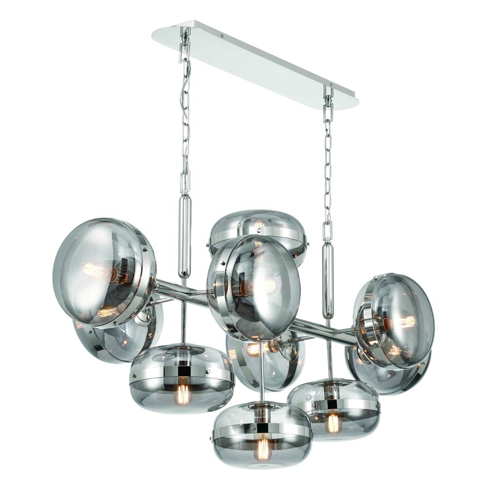 Eurofase 37089-029 Polished Nickel Nottingham, Chandelier, 10-light, 54'', Polished Nickel, Smoked Glass Image 2