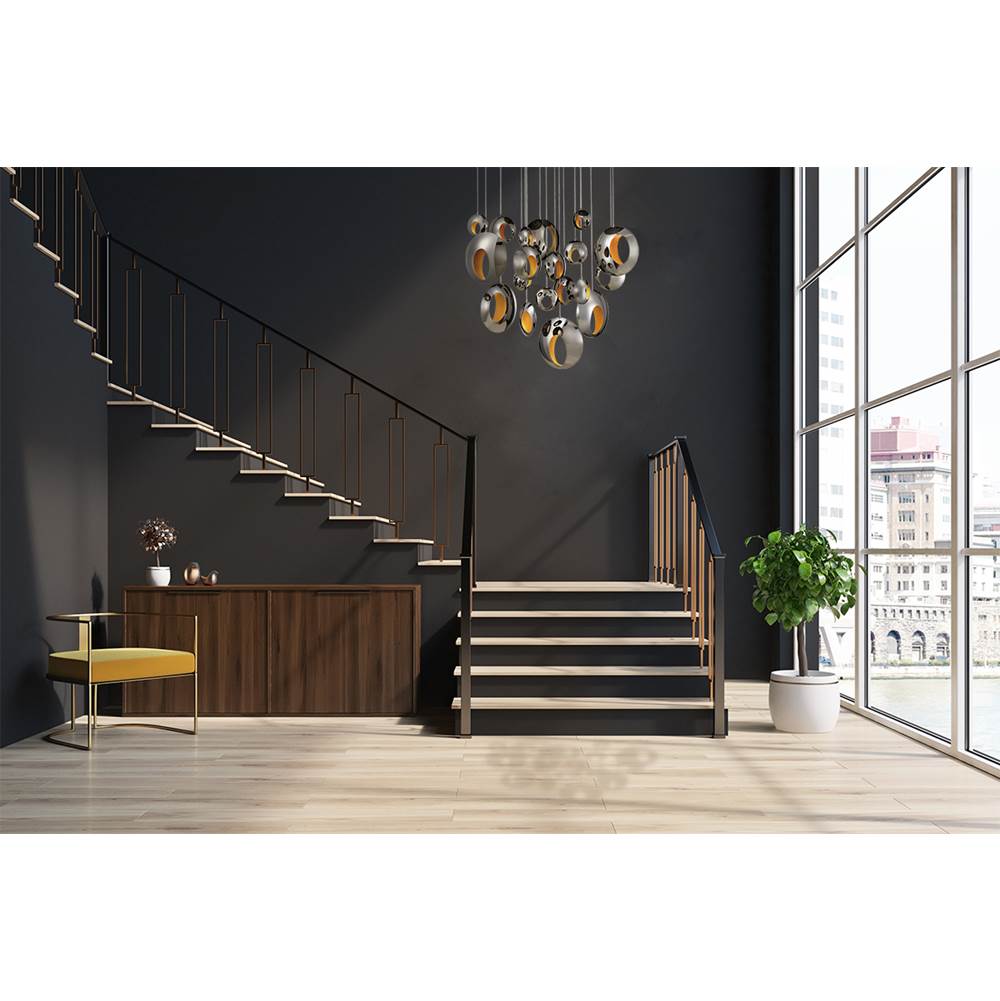 Eurofase 35911-012 Chrome Black Arlington, Chandelier, 19-light, 51'', Chrome Black, Gold Steel Image 1