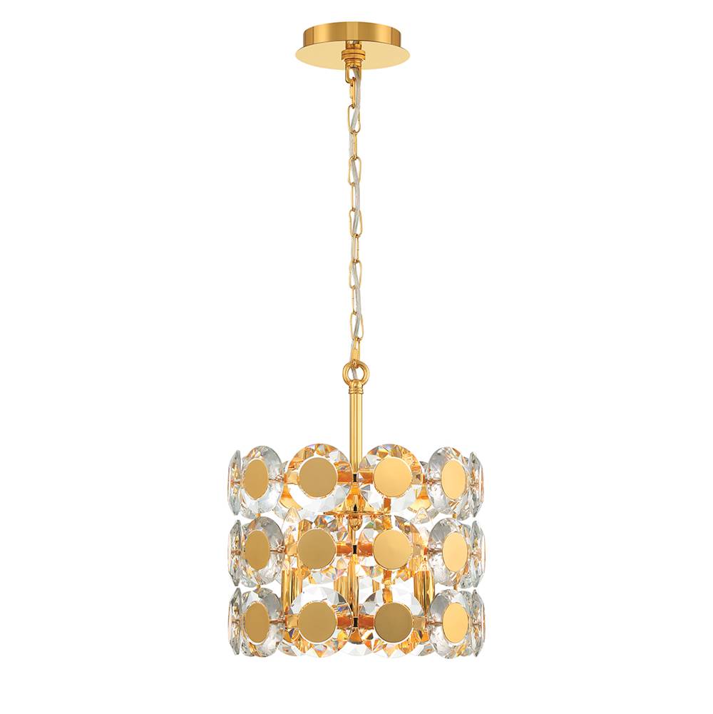 Eurofase Perrene, Chandelier, 3-light, 14'', Gold, Clear Glass