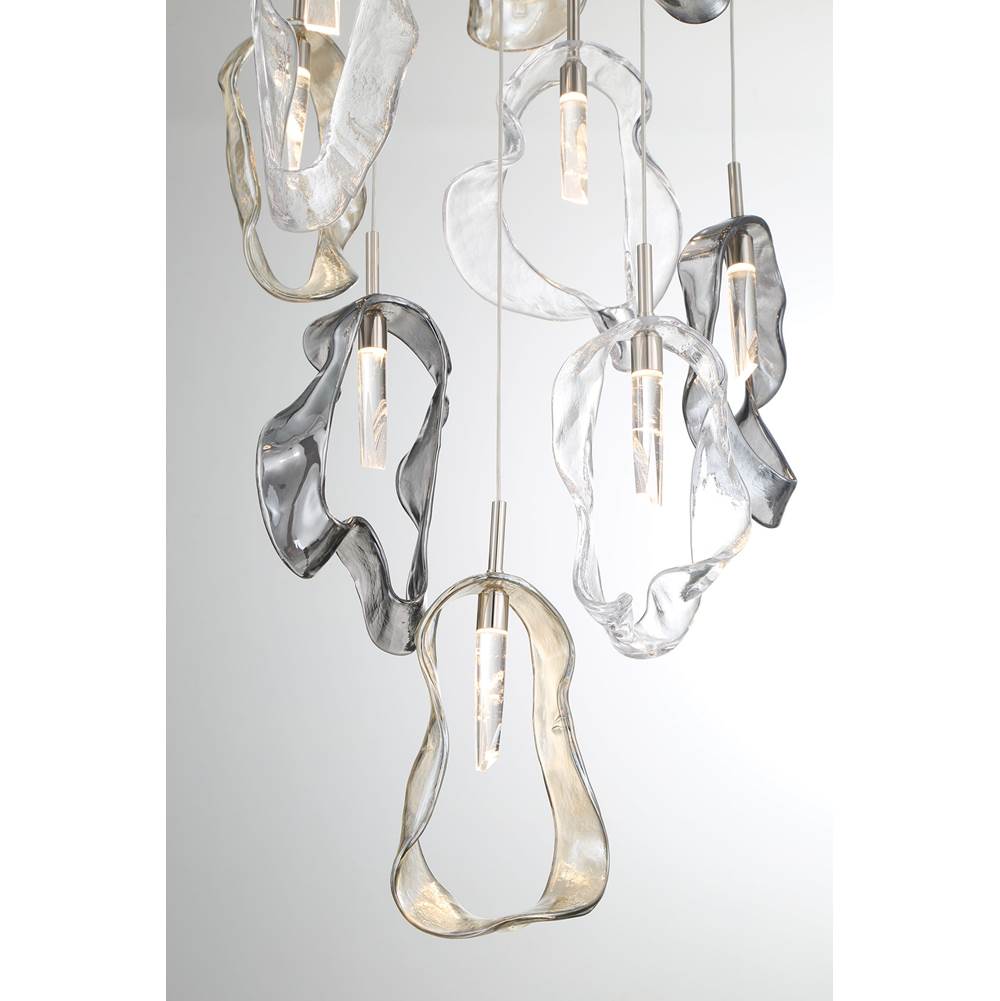 Eurofase 49237-023 Polished Nickel Norah, Chandelier, 12-light, 24'', Polished Nickel, Mixed Glass Image 4
