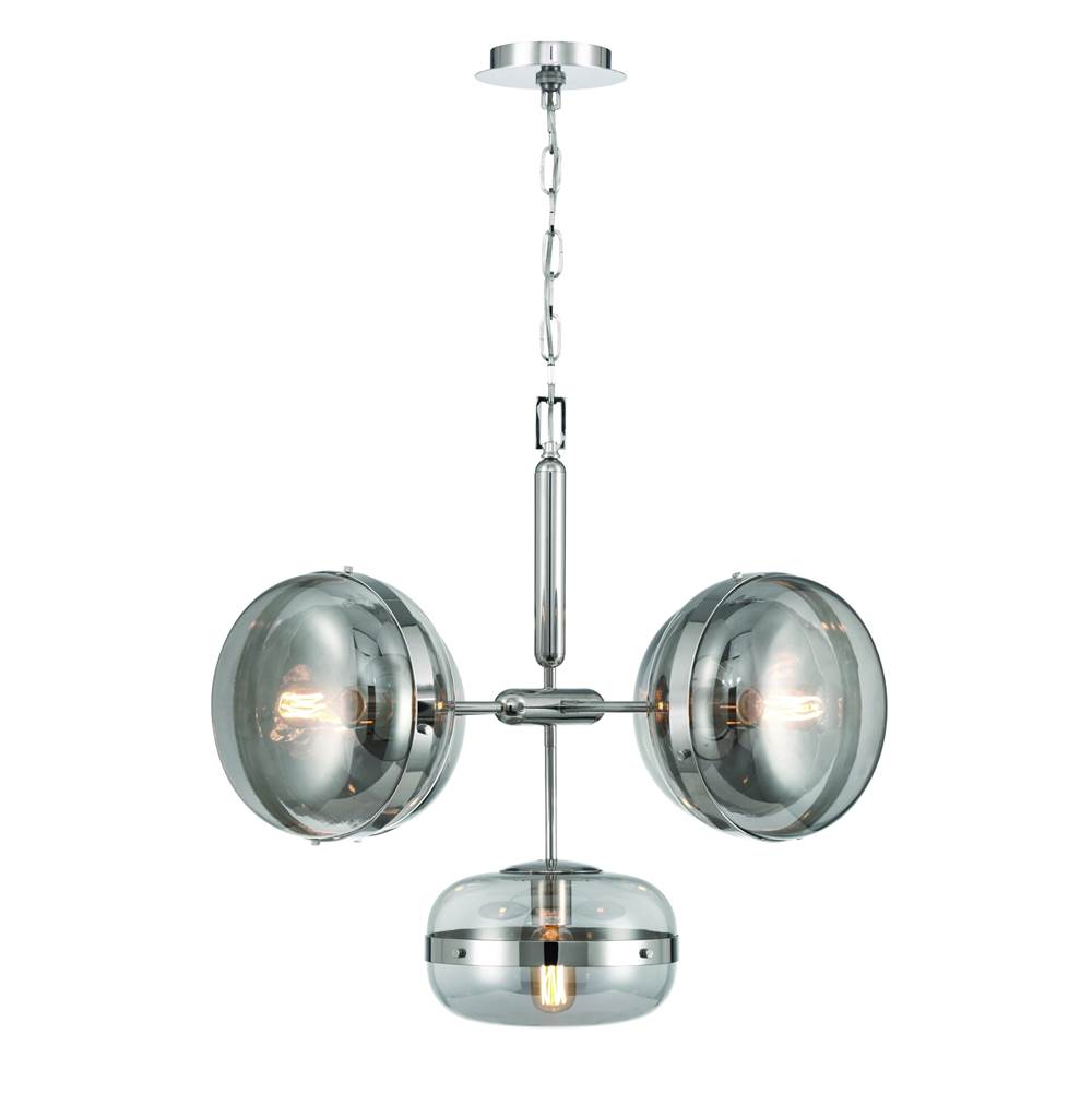 Eurofase 38129-025 Polished Nickel Nottingham, Chandelier, 5-light, 28'', Polished Nickel, Smoked Glass Image 2