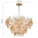 Eurofase Sue Anne Sue-anne, Chandelier, 12-light, 29'', Matte Gold, Clear-amber Glass