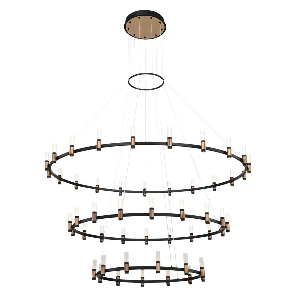Eurofase 37046-019 Brass Black Mix Albany, Chandelier, 51-light, 60'', Brass-black Mix, White Acrylic Image 1