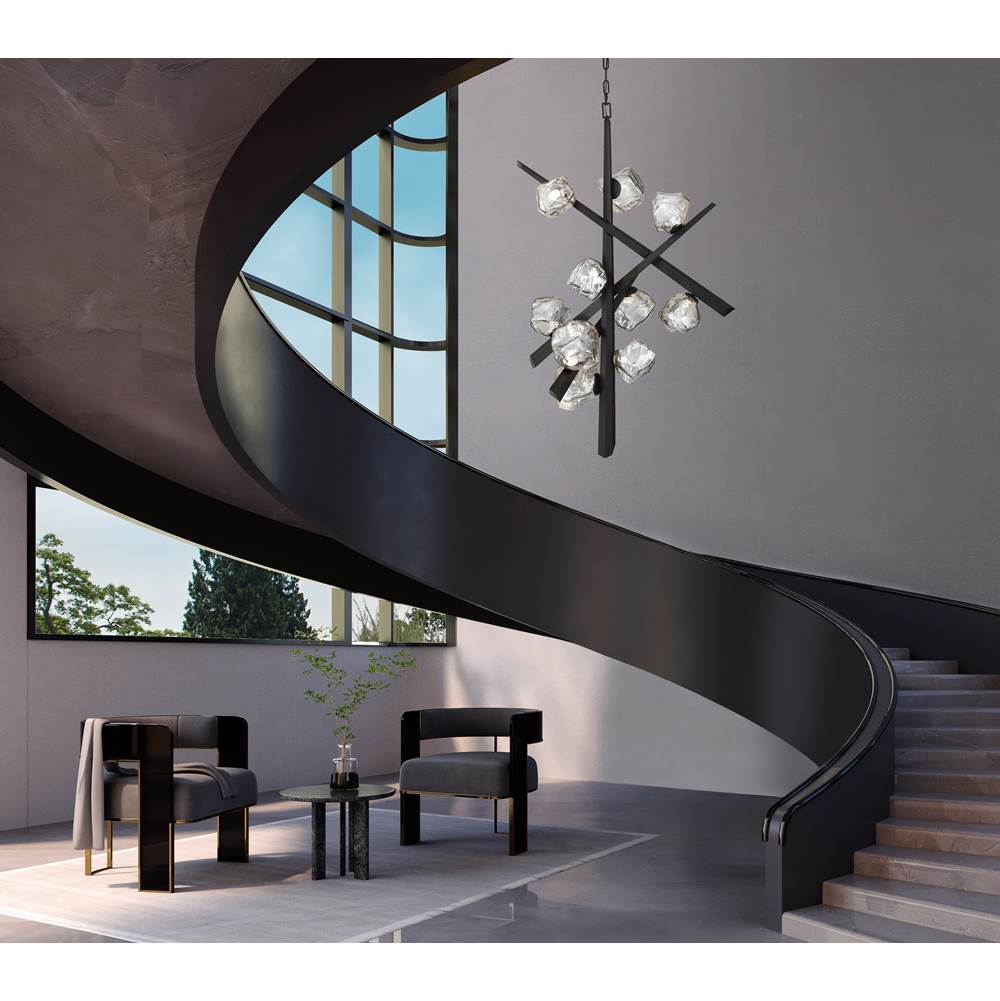 Eurofase Thorah, Chandelier, 10-light, 47'', Matte Gold, Smoked Glass