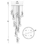 Eurofase 49237-023 Polished Nickel Norah, Chandelier, 12-light, 24'', Polished Nickel, Mixed Glass Image 6