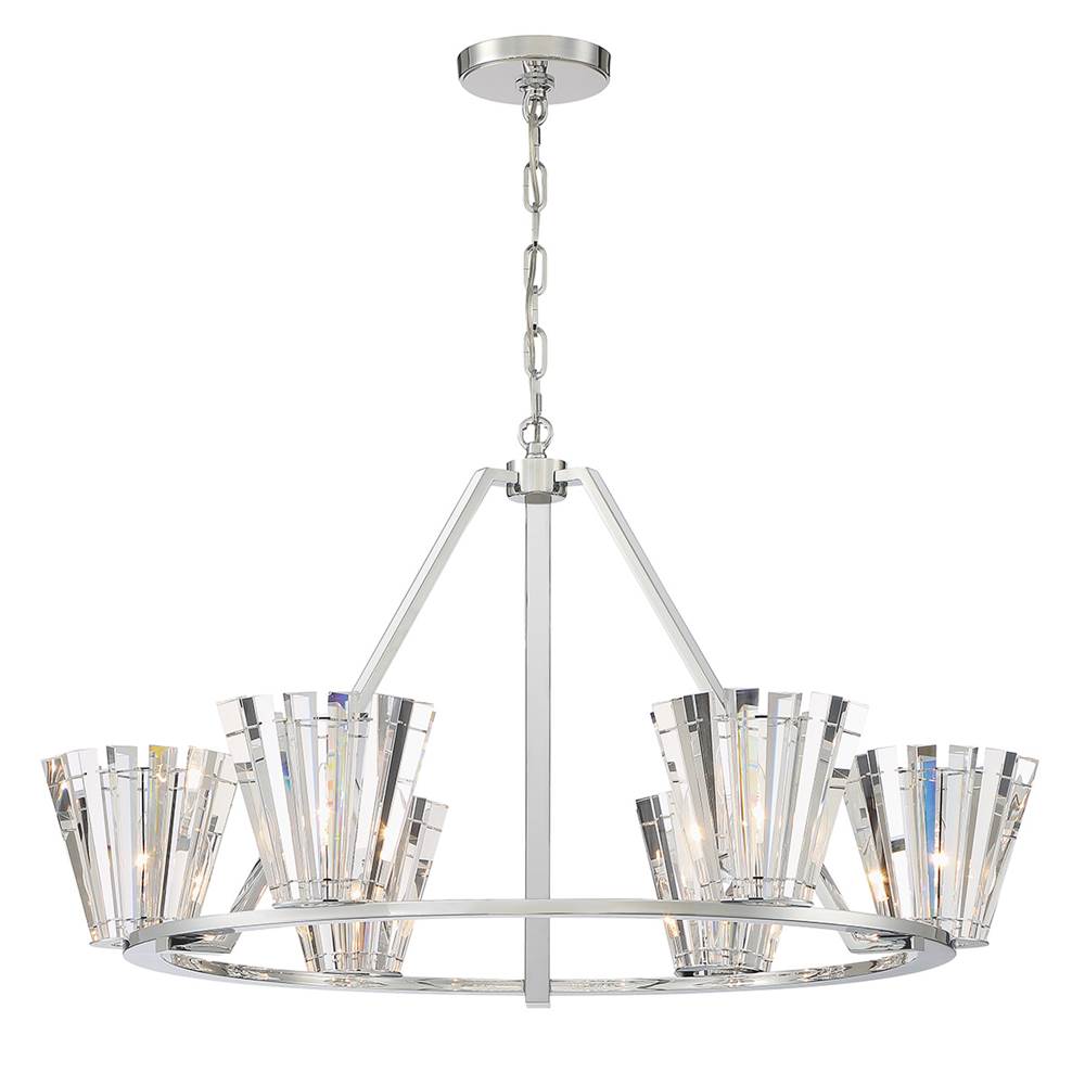 Eurofase Ricca, Chandelier, 6-light, 38'', Chrome, Clear Glass