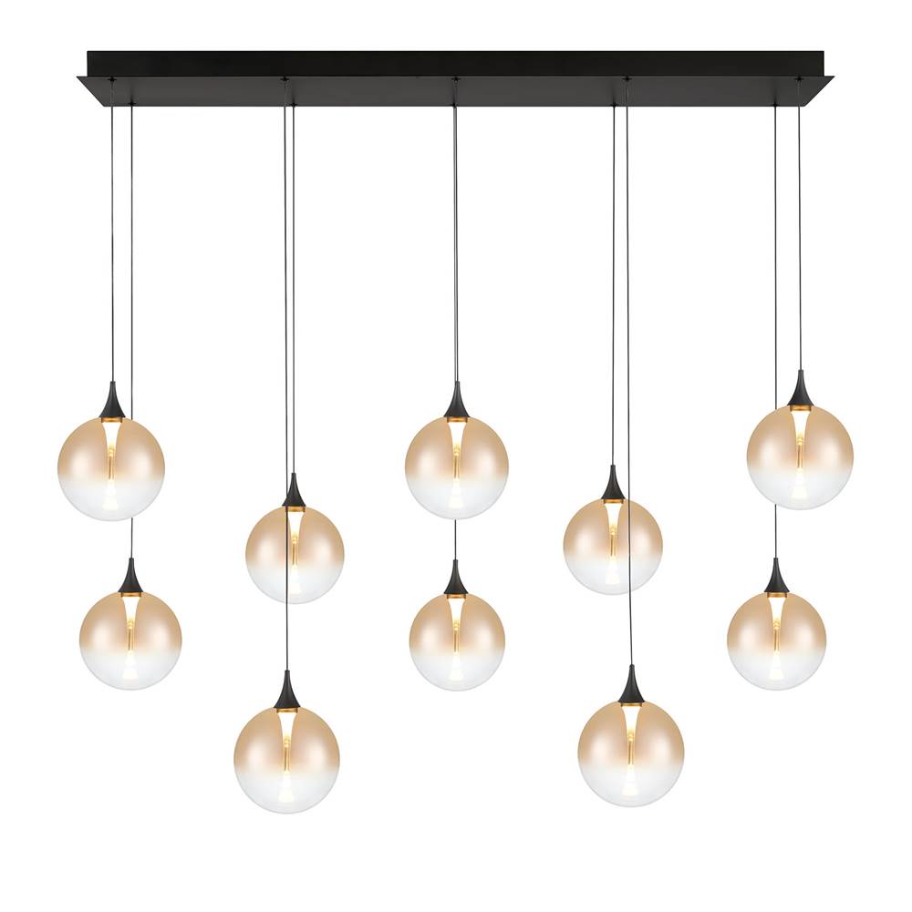 Eurofase 48933-032 Matte Black Iissa, Chandelier, 10-light, 47'', Matte Black, Amber Glass Image 1