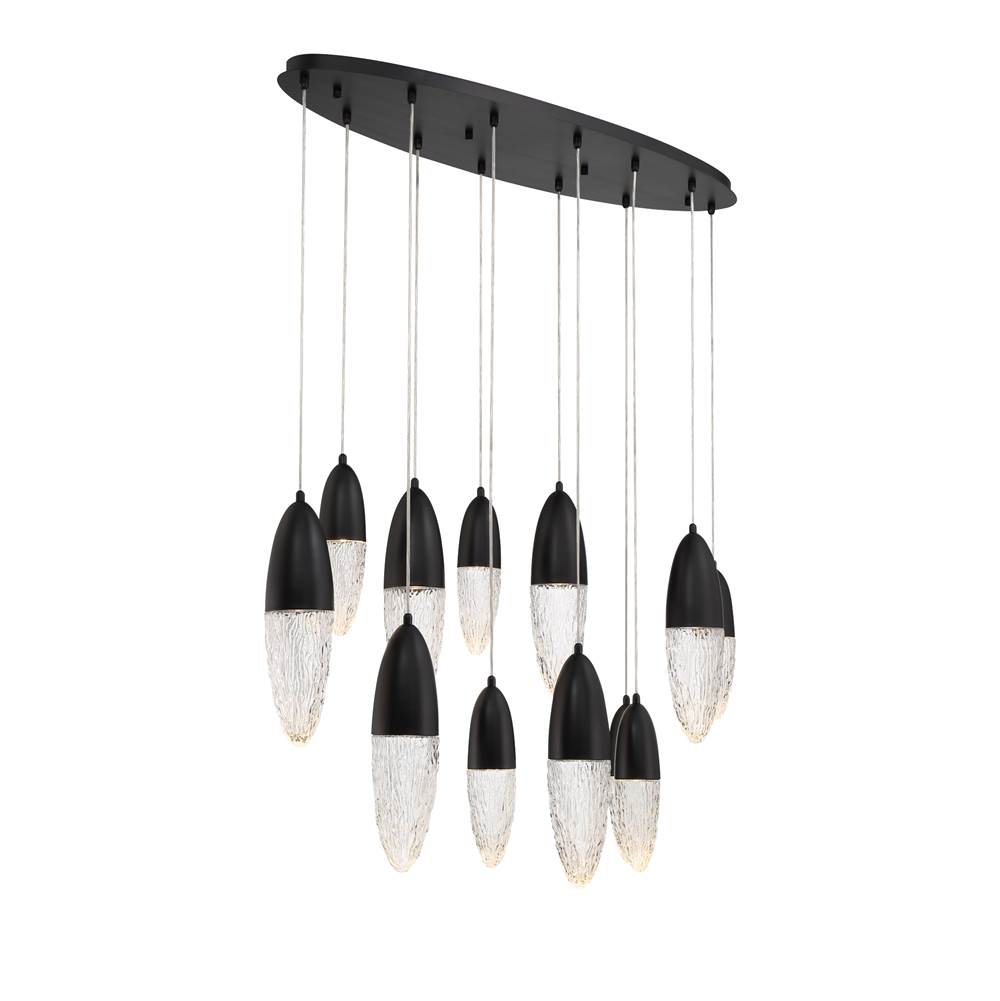 Eurofase Ecrou, Chandelier, 12-light, 44'', Matte Black, Clear Glass
