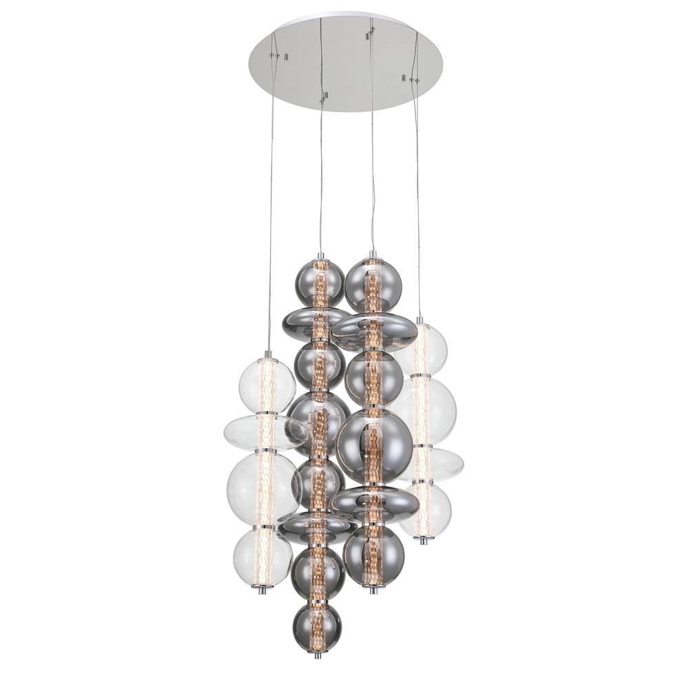 Eurofase 48960-021 Chrome Atomo, Chandelier, 4-light, 50'', Chrome, Mixed Glass Image 3