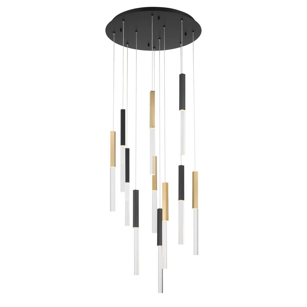 Eurofase Benicio, Chandelier, 11-light, 22'', Gold-black Mix, Clear Glass