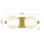 Eurofase 47192-010 Gold Palmas, Vanity, 2lt, 15'', Gold, White Glass Image 2