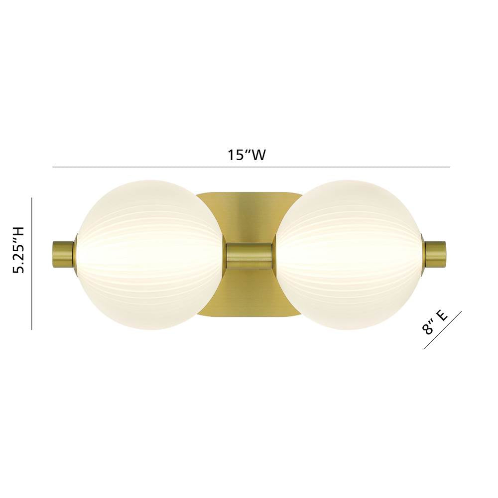 Eurofase 47192-010 Gold Palmas, Vanity, 2lt, 15'', Gold, White Glass Image 2