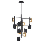 Eurofase 49228-014 Gold Black Mix Cornice, Chandelier, 12-light, 42'', Gold-black Mix, White Glass Image 1