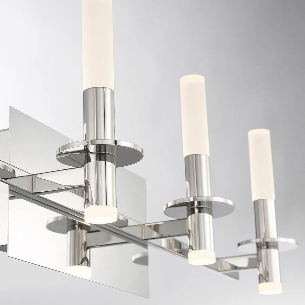Eurofase 45235-023 Polished Nickel Torna, Vanity, 4lt, 36'', Polished Nickel, White Acrylic Image 6
