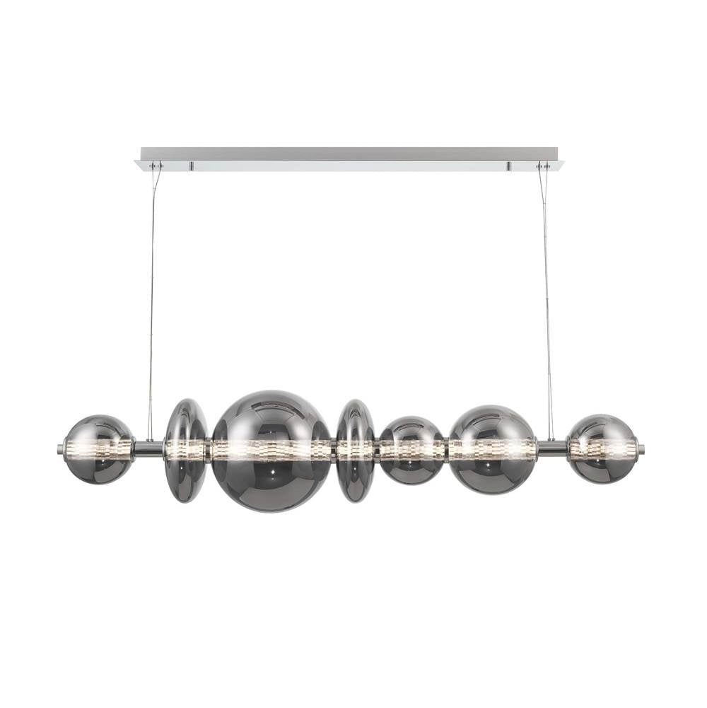Eurofase Atomo, Chandelier, 7-light, 56'', Chrome, Smoked Glass