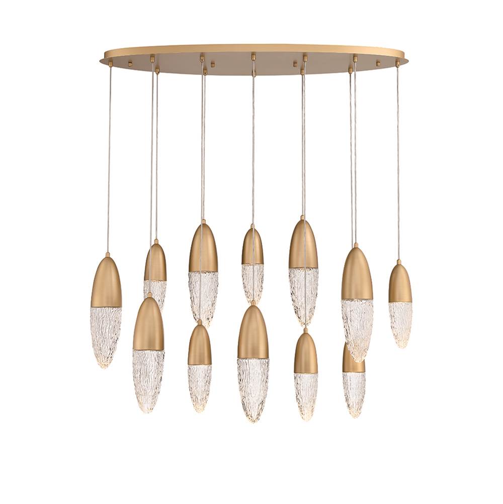 Eurofase 43861-035 Satin Gold Paint Ecrou, Chandelier, 12-light, 44'', Satin Gold Paint, Clear Glass Image 1