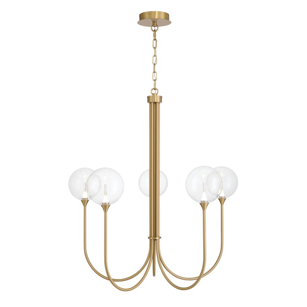 Eurofase 48922-012 Gold Iissa, Chandelier, 5-light, 34'', Gold, Clear Glass Image 1