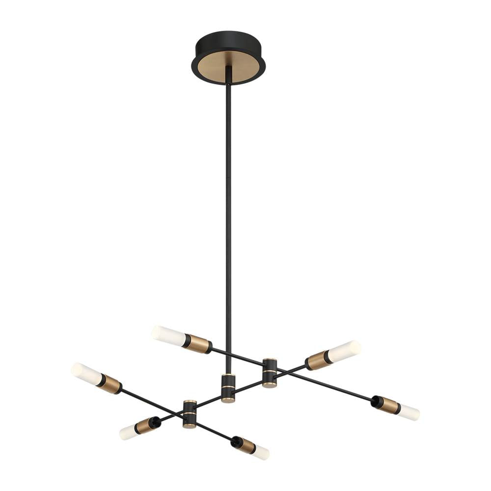 Eurofase 37050-016 Brass Black Mix Albany, Chandelier, 6-light, 32'', Brass-black Mix, White Acrylic Image 2