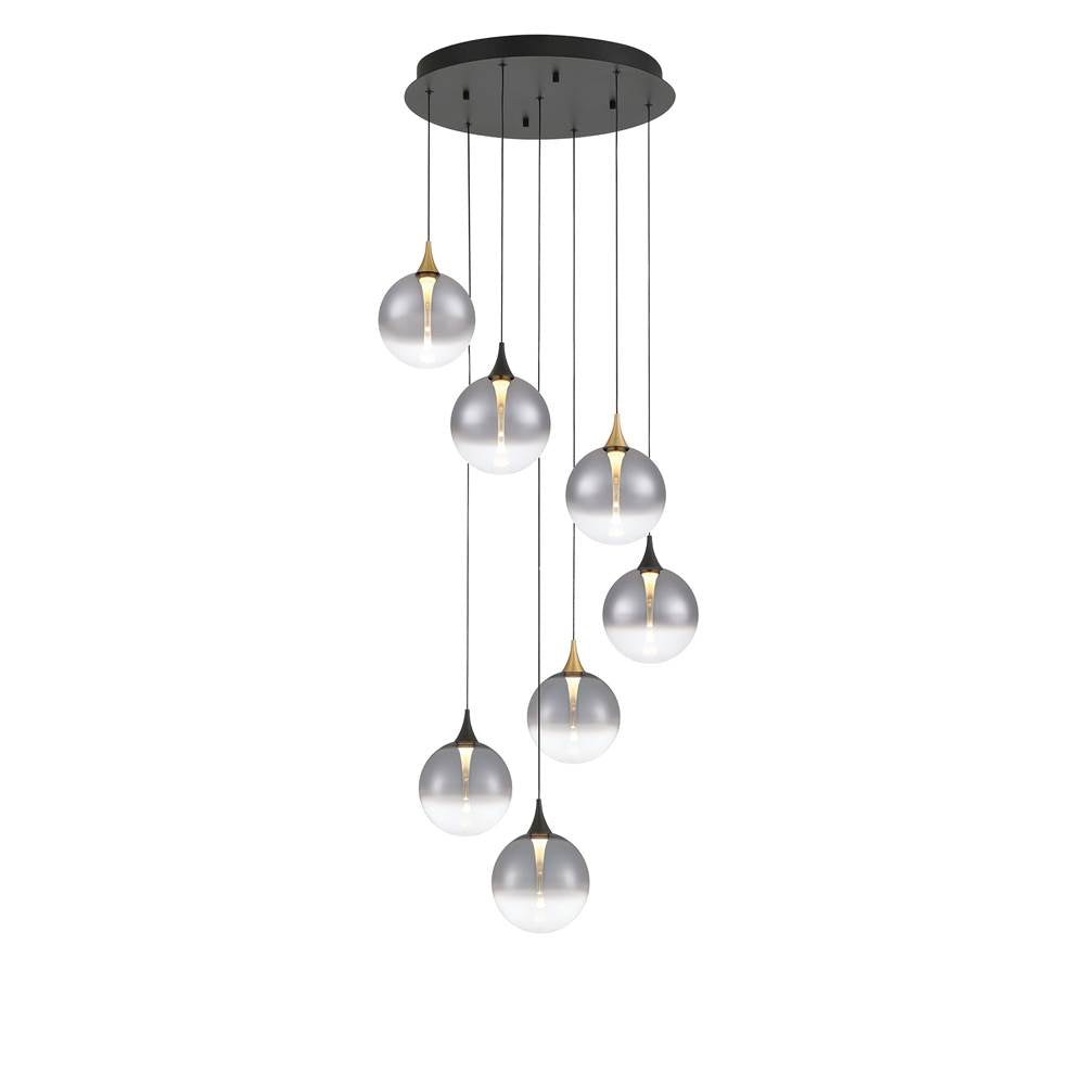 Eurofase Iissa, Chandelier, 7-light, 21'', Gold-black Mix, Smoked Glass