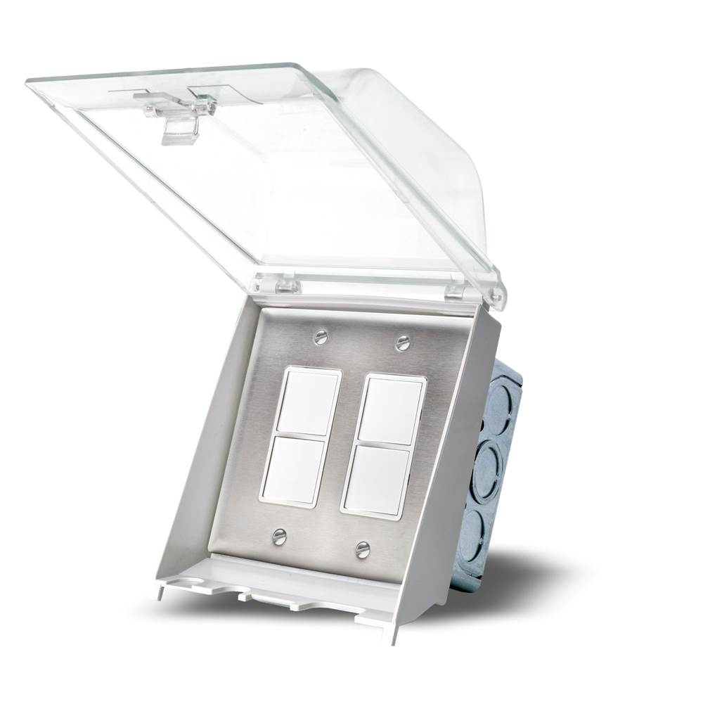Eurofase Controls Eurofase Efdwwps Flush Mount Dual Duplex Stack Switch With Weatherproof Cover And Gang Box