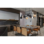 Eurofase 49038-019 Gold Black Mix Cornice, Chandelier, 14-light, 60'', Gold-black Mix, White Glass Image 4
