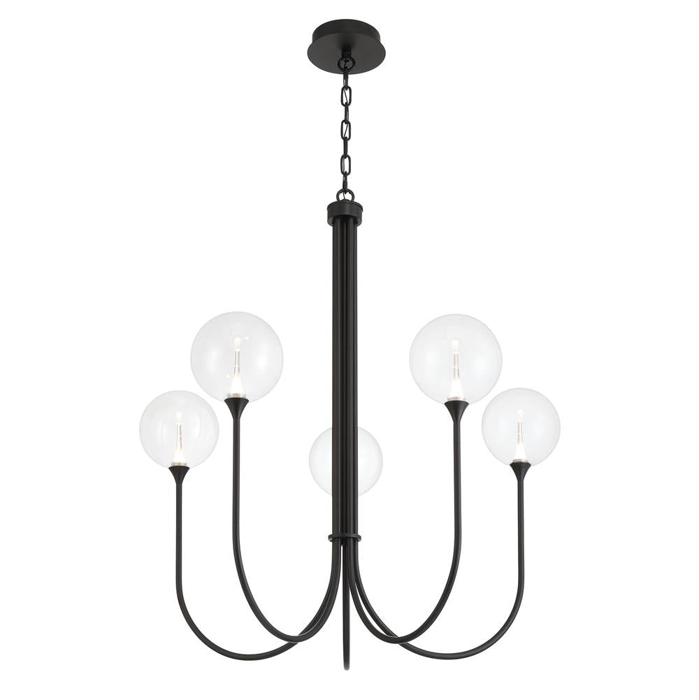 Eurofase Iissa, Chandelier, 5-light, 34'', Matte Black, Clear Glass