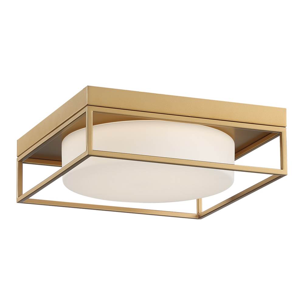 Eurofase Rover, Flush Mount, 12'', Satin Gold Paint, White Glass