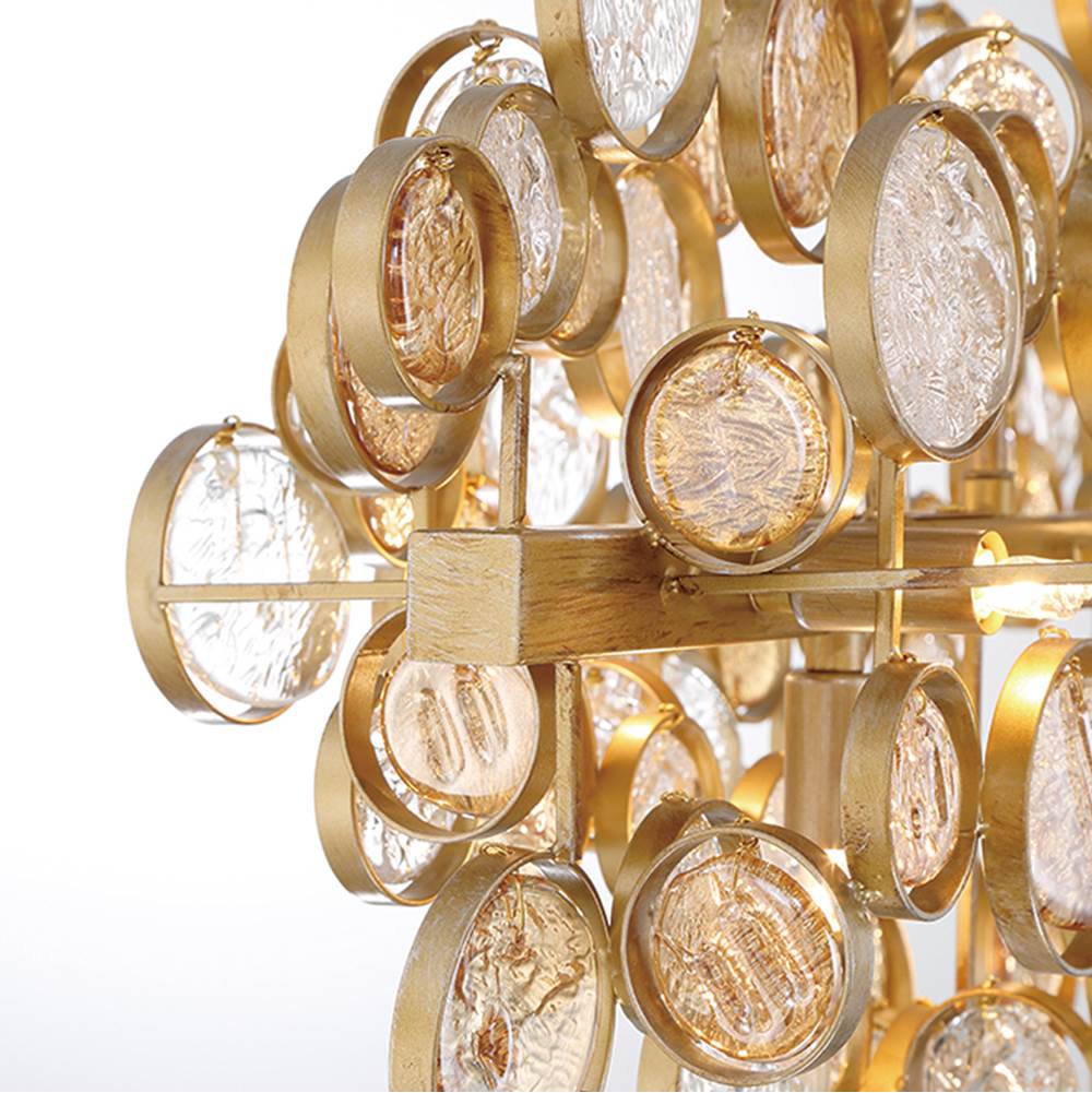 Eurofase 34031-022 Gold Trento, Chandelier, 12-light, 40'', Gold, Amber Glass Image 1
