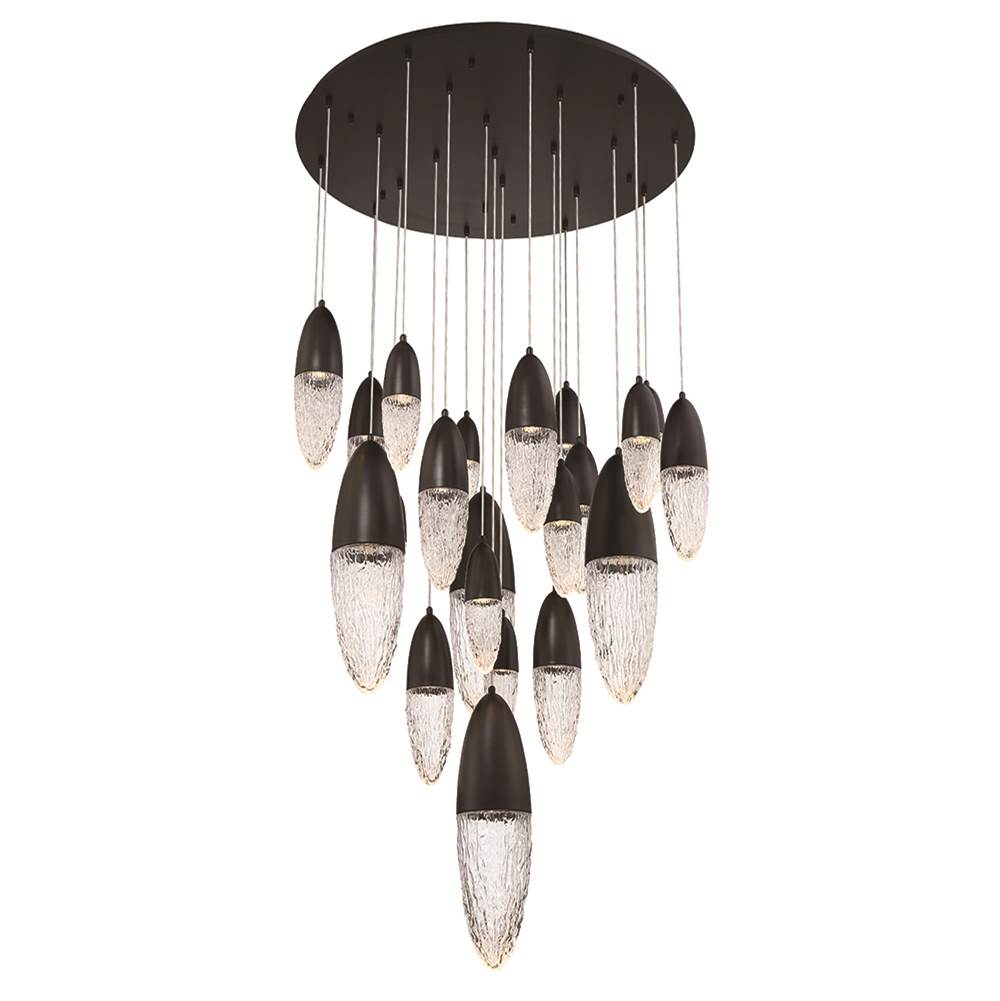 Eurofase Ecrou, Chandelier, 22-light, 40'', Matte Black, Clear Glass