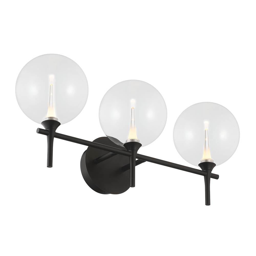 Eurofase 48915-014 Matte Black Iissa, Vanity, 3lt, Matte Black, Clear Glass Image 1