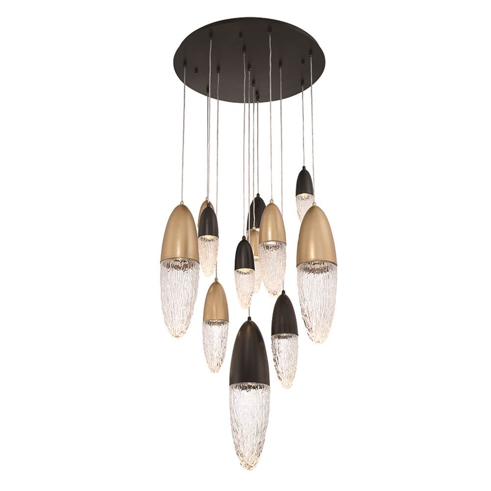 Eurofase 43859-041 Gold Black Mix Ecrou, Chandelier, 12-light, 30'', Gold-black Mix, Clear Glass Image 2