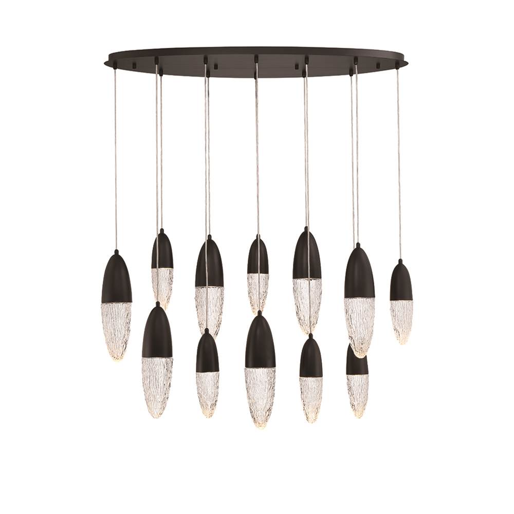 Eurofase 43861-024 Matte Black Ecrou, Chandelier, 12-light, 44'', Matte Black, Clear Glass Image 3