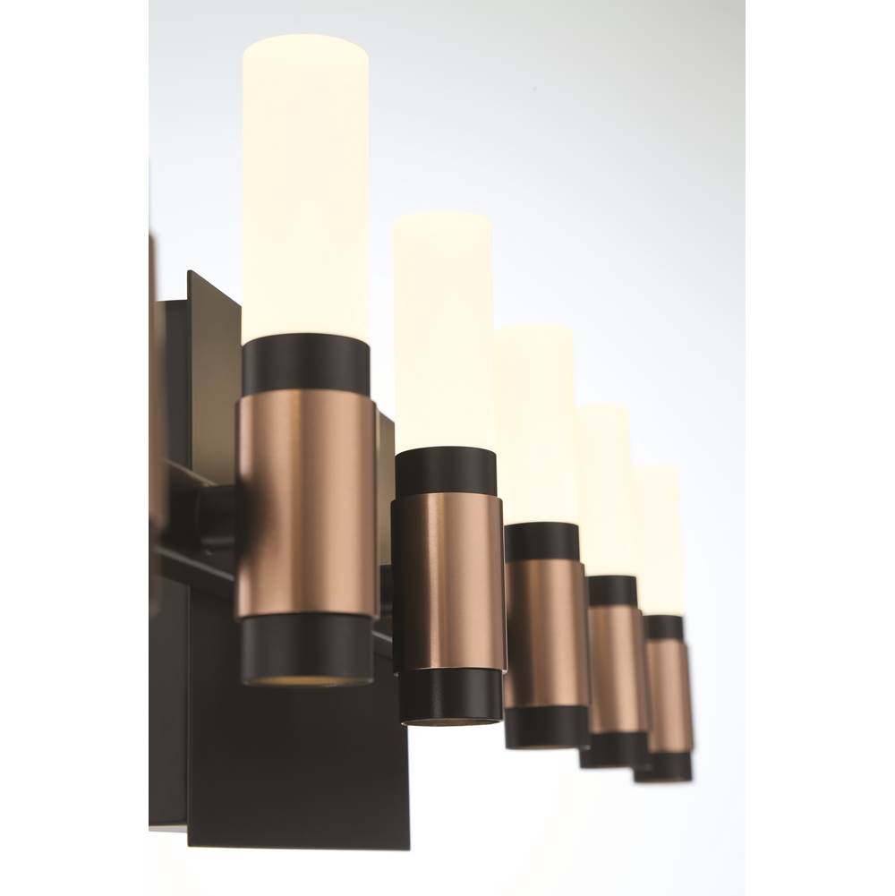 Eurofase 45238-017 Brass Black Mix Albany, Vanity, 6lt, 32'', Brass-black Mix, White Acrylic Image 1