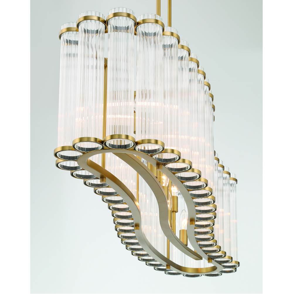 Eurofase 47240-018 Gold Glasbury, Chandelier, 10-light, 52'', Gold, Ribbed Glass Image 4
