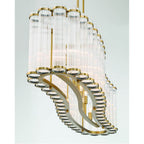 Eurofase 47240-018 Gold Glasbury, Chandelier, 10-light, 52'', Gold, Ribbed Glass Image 4
