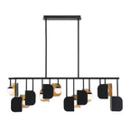Eurofase 49038-019 Gold Black Mix Cornice, Chandelier, 14-light, 60'', Gold-black Mix, White Glass Image 3