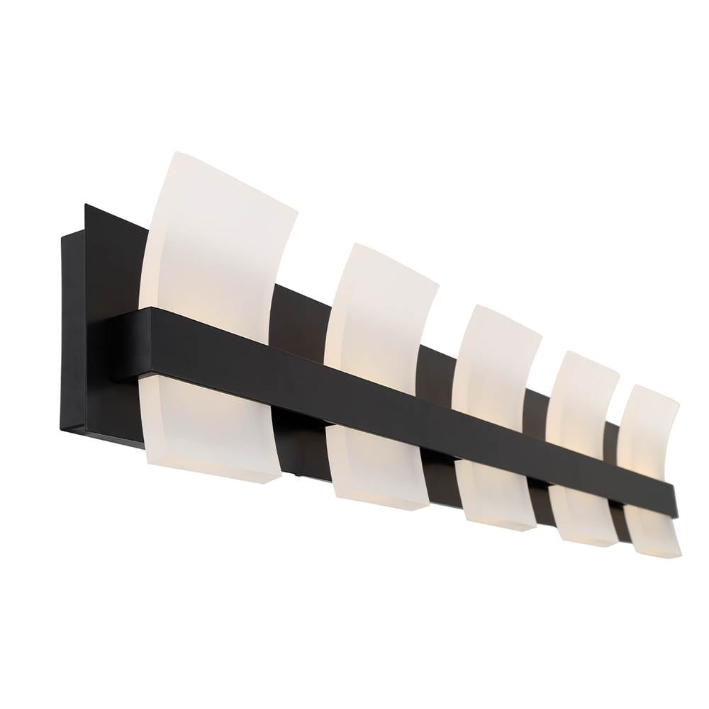 Eurofase 35657-025 Matte Black Cambridge, Vanity, 5lt, 36'', Matte Black, White Acrylic Image 2