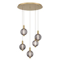 Eurofase Palmas, Chandelier, 5-light, 24'', Gold, Smoked Glass