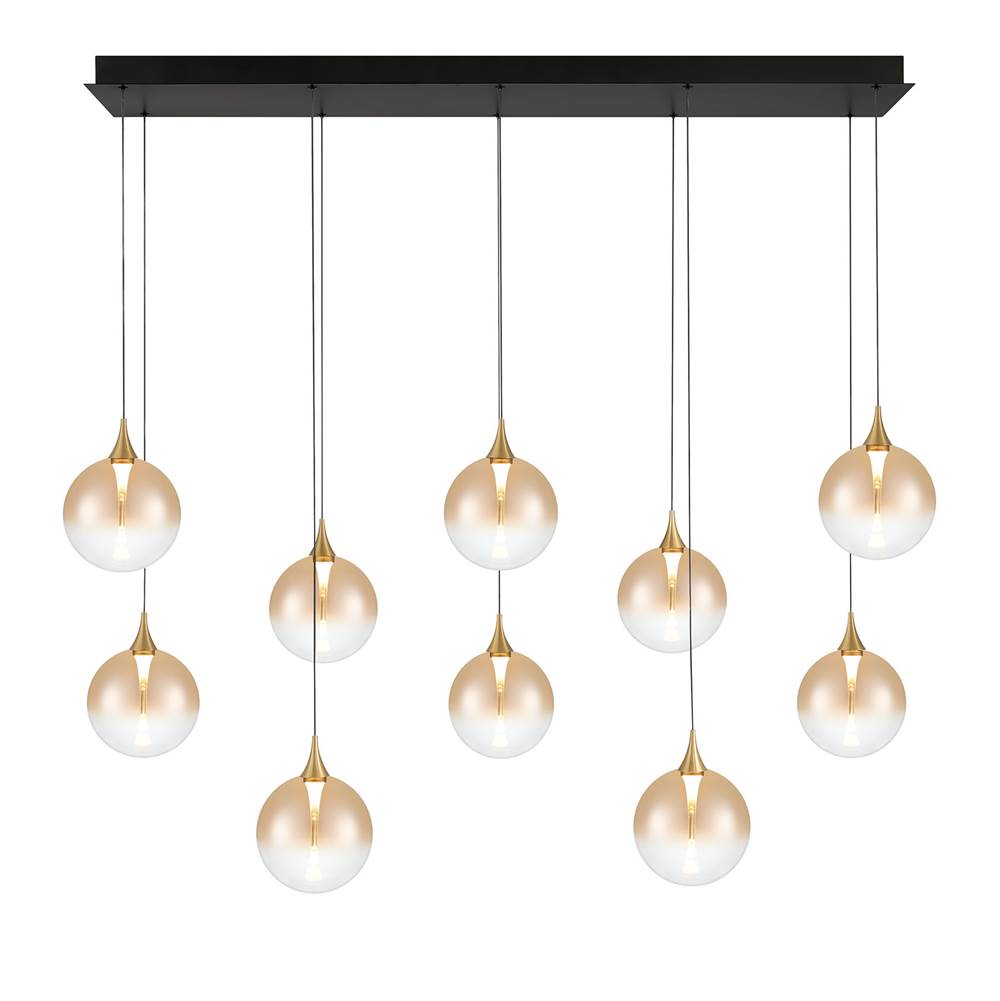 Eurofase Iissa, Chandelier, 10-light, 47'', Gold, Amber Glass