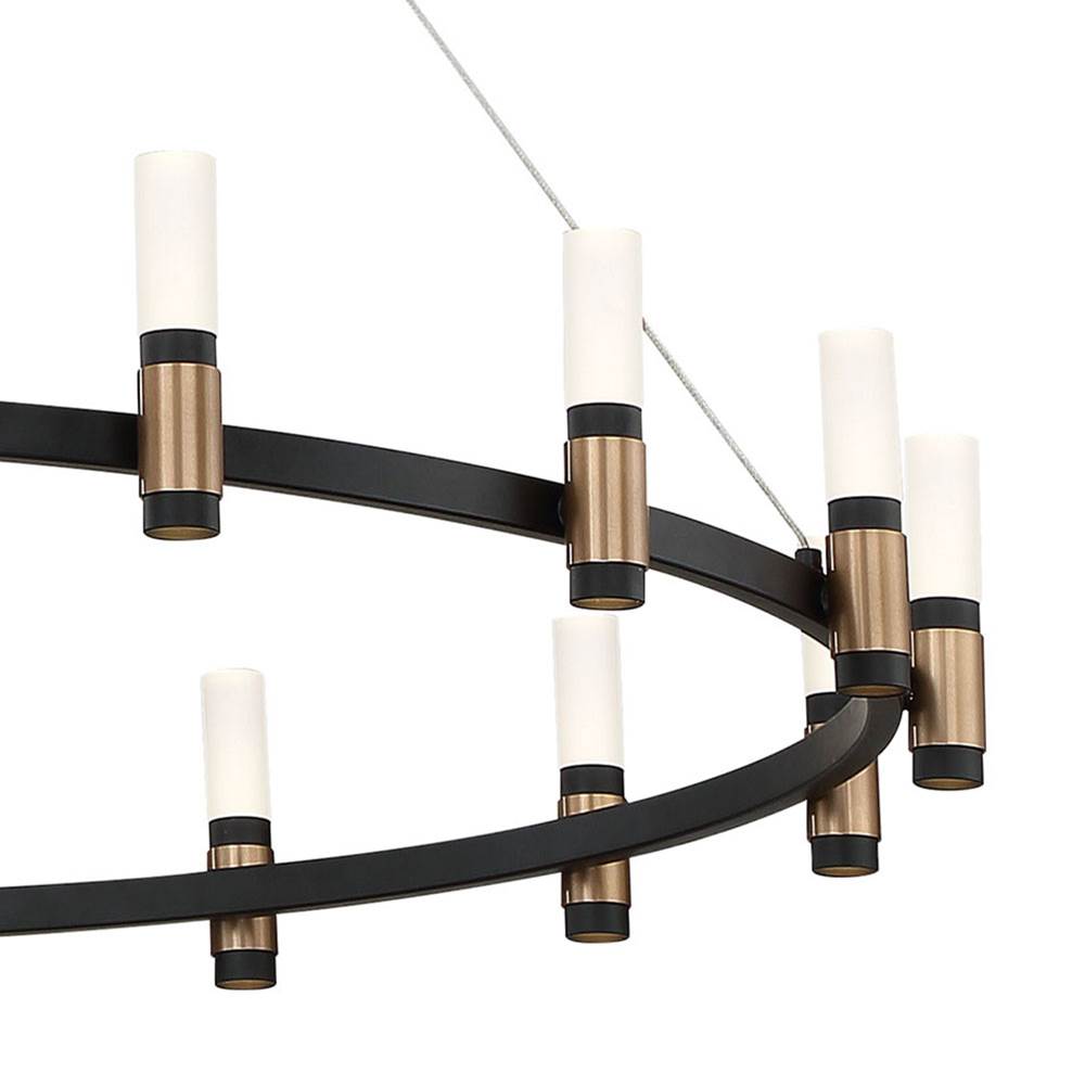 Eurofase 37043-018 Brass Black Mix Albany, Chandelier, 12-light, 32'', Brass-black Mix, White Acrylic Image 1