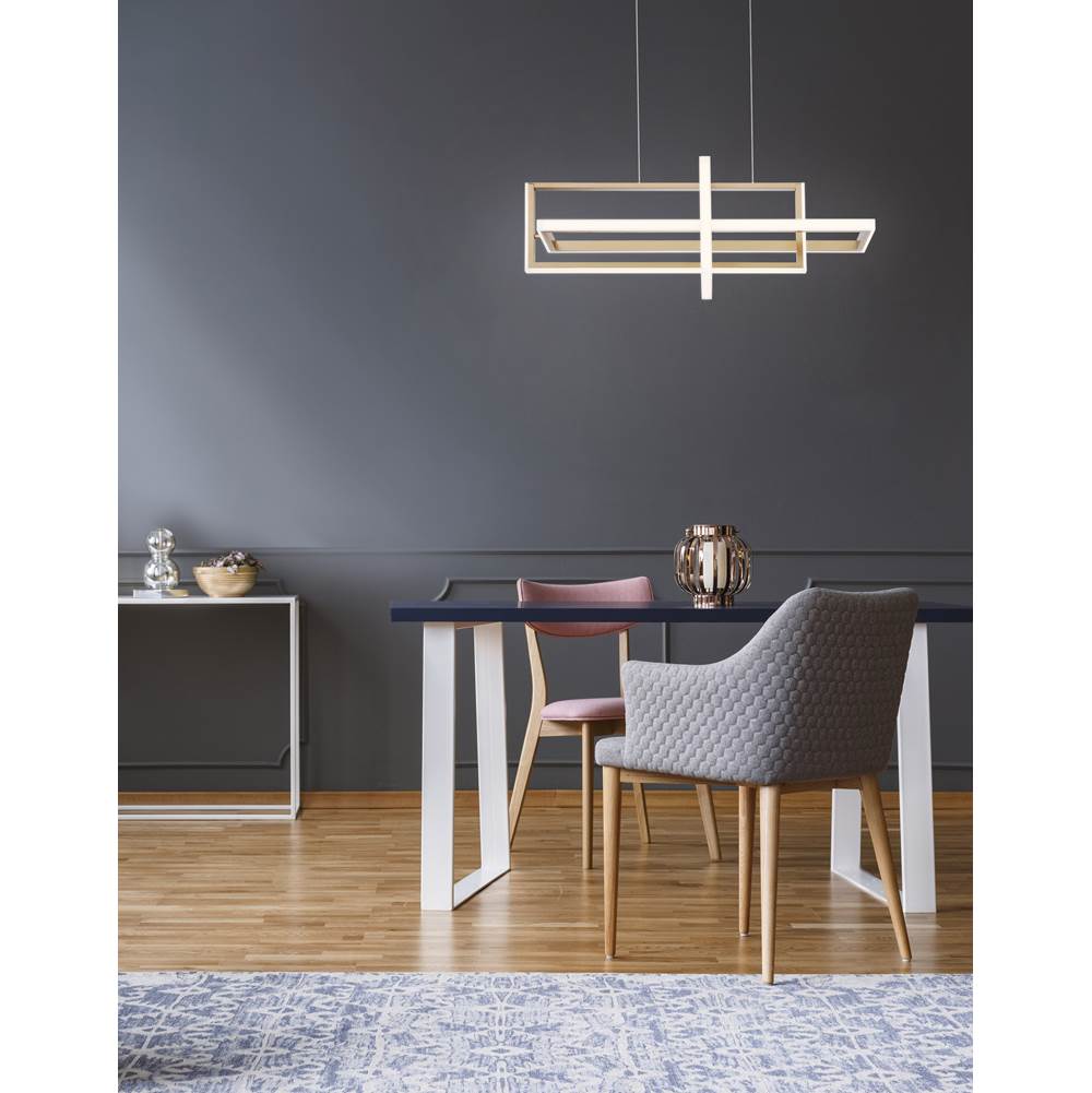 Eurofase 39323-026 Satin Gold Paint Bordo, Chandelier, 3-light, 38'', Satin Gold Paint, White Acrylic Image 4