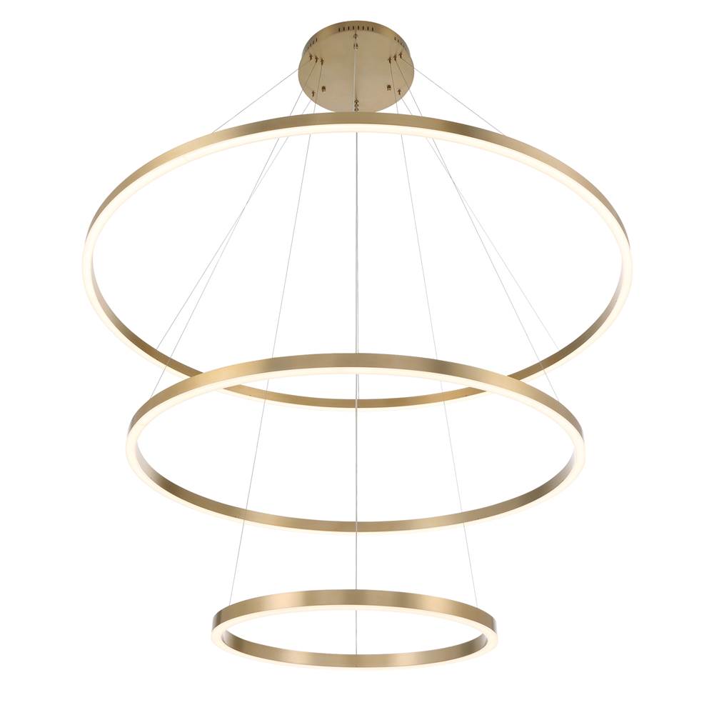 Eurofase Spunto, Chandelier, 3-light, 61'', Brushed Gold, White Glass
