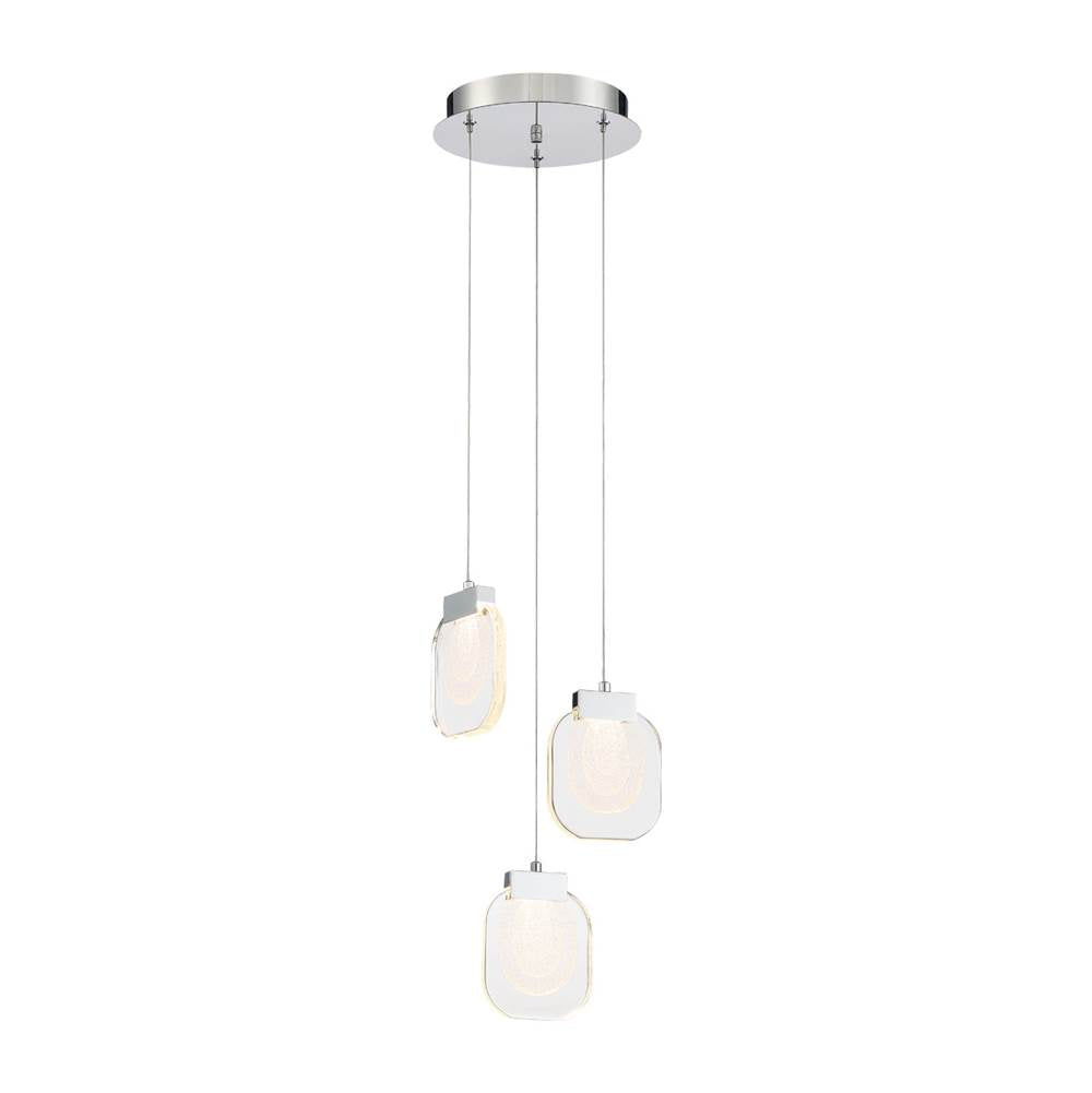 Eurofase Paget, Chandelier, 3-light, 10'', Chrome, Clear Glass