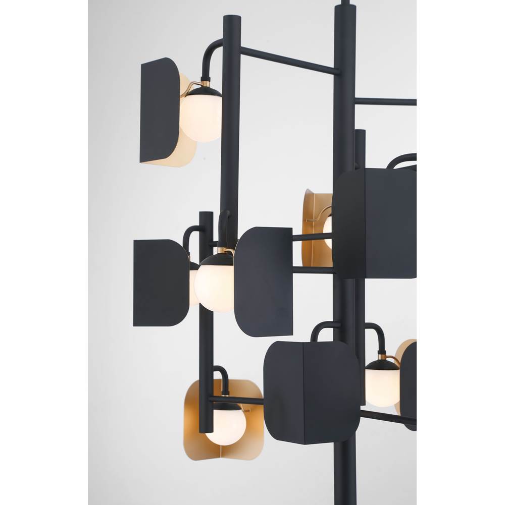 Eurofase 49228-014 Gold Black Mix Cornice, Chandelier, 12-light, 42'', Gold-black Mix, White Glass Image 6