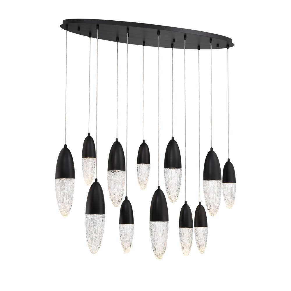 Eurofase 43861-024 Matte Black Ecrou, Chandelier, 12-light, 44'', Matte Black, Clear Glass Image 2