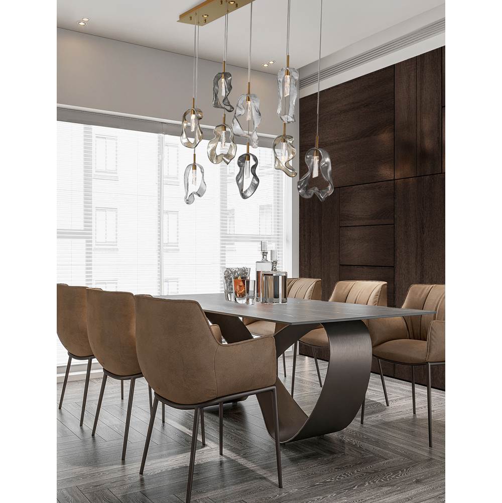 Eurofase 49239-010 Gold Norah, Chandelier, 9-light, 51'', Gold, Mixed Glass Image 4